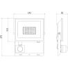Mexen Luxpro+ naświetlacz LED z czujnikiem ruchu, 30W, Neutralna - 4000K, 3300 lm, czarny - L236-030-40-70