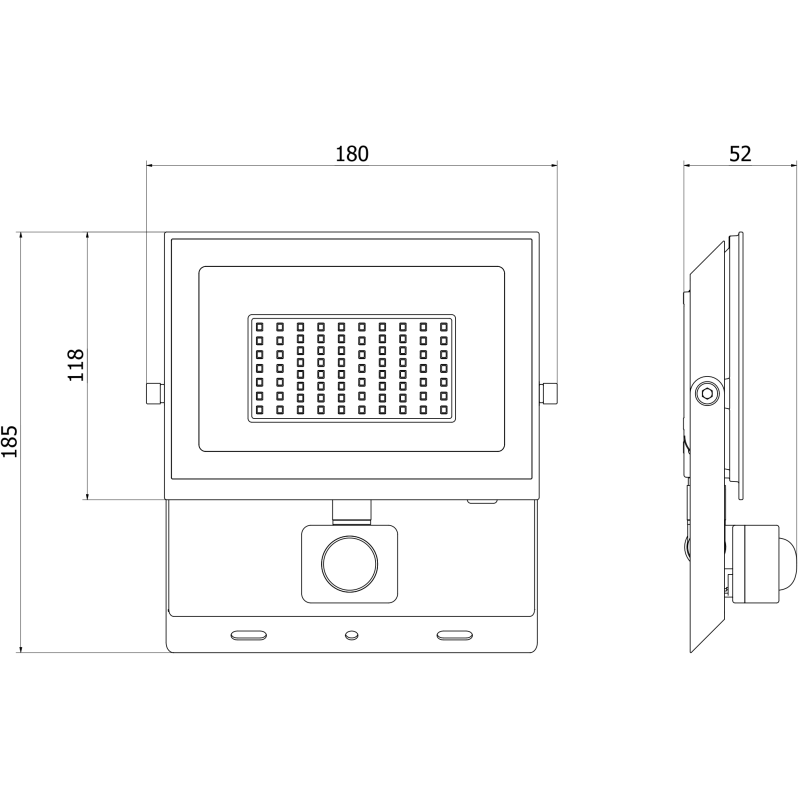 Mexen Luxpro+ naświetlacz LED z czujnikiem ruchu, 50W, Zimna - 6500K, 5500 lm, czarny - L236-050-65-70