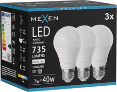 Mexen Nova 3x żarówka LED E27, A60, 7W, Neutralna - 4000K, 735 lm - L100-E27-0740-01x03