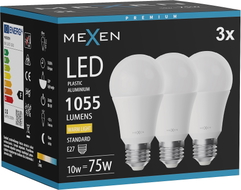 Mexen Nova 3x żarówka LED E27, A60, 10W, Ciepła - 3000K, 1055 lm - L100-E27-1030-01x03