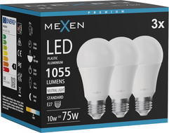 Mexen Nova 3x żarówka LED E27, A60, 10W, Neutralna - 4000K, 1055 lm - L100-E27-1040-01x03