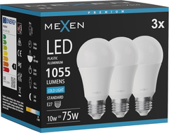 Mexen Nova 3x żarówka LED E27, A60, 10W, Zimna - 6500K, 1055 lm - L100-E27-1065-01x03