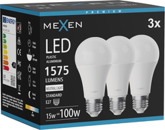 Mexen Nova 3x żarówka LED E27, A60, 15W, Neutralna - 4000K, 1575 lm - L100-E27-1540-01x03