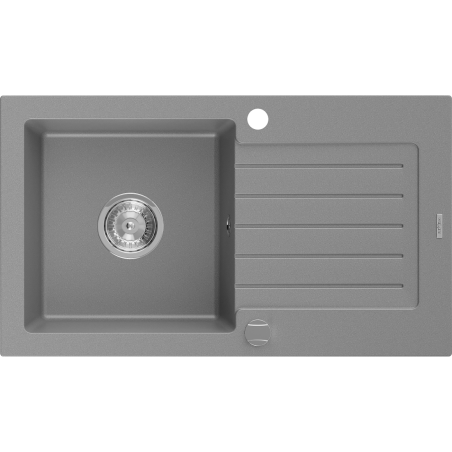 Mexen Pablo zlewozmywak granitowy 1-komorowy z ociekaczem 752 x 436 mm, szary, syfon chrom - 6510751010-71
