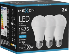 Mexen Nova 3x żarówka LED E27, A60, 15W, Zimna - 6500K, 1575 lm - L100-E27-1565-01x03