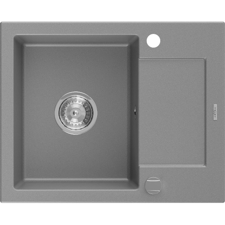 Mexen Enzo zlewozmywak granitowy 1-komorowy z ociekaczem 576 x 465 mm, szary, syfon chrom - 6506571005-71