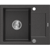 Mexen Enzo zlewozmywak granitowy 1-komorowy z ociekaczem 576 x 465 mm, czarny nakrapiany, syfon chrom - 6506571005-76