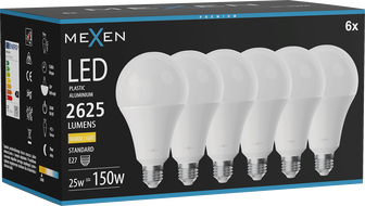 Mexen Nova 6x żarówka LED E27, A95, 25W, Ciepła - 3000K, 2625 lm - L100-E27-2530-01x06