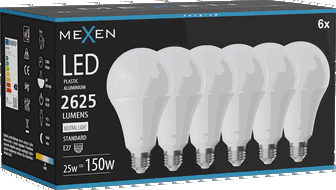 Mexen Nova 6x żarówka LED E27, A95, 25W, Neutralna - 4000K, 2625 lm - L100-E27-2540-01x06