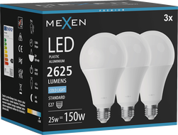 Mexen Nova 3x żarówka LED E27, A95, 25W, Zimna - 6500K, 2625 lm - L100-E27-2565-01x03