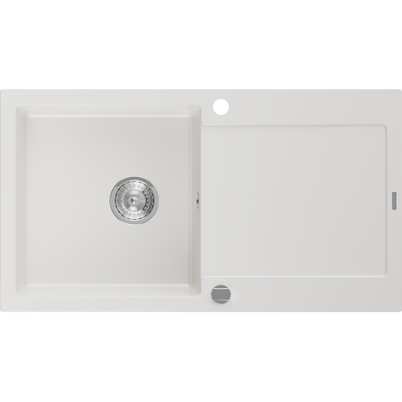 Mexen Leo zlewozmywak granitowy 1-komorowy z ociekaczem 900 x 500 mm, biały, syfon chrom - 6501901010-20