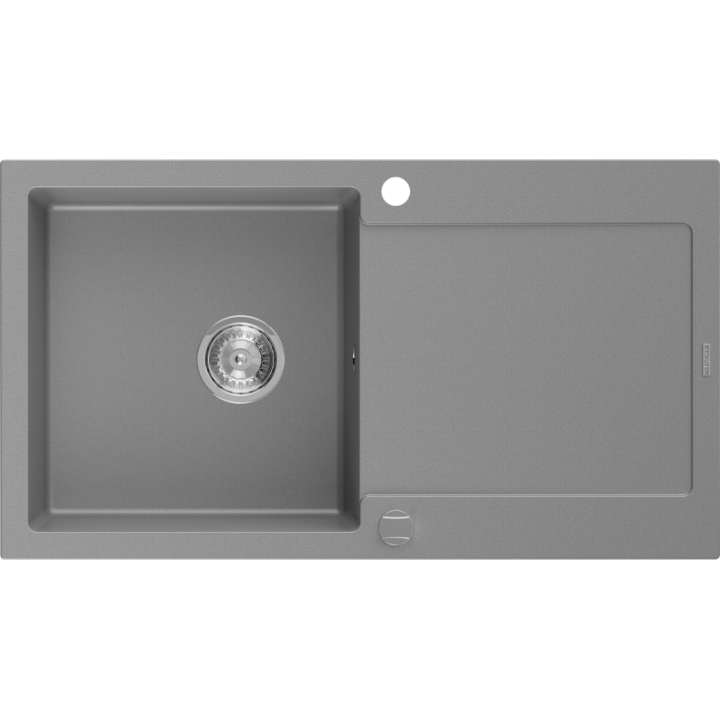 Mexen Leo zlewozmywak granitowy 1-komorowy z ociekaczem 900 x 500 mm, szary, syfon chrom - 6501901010-71