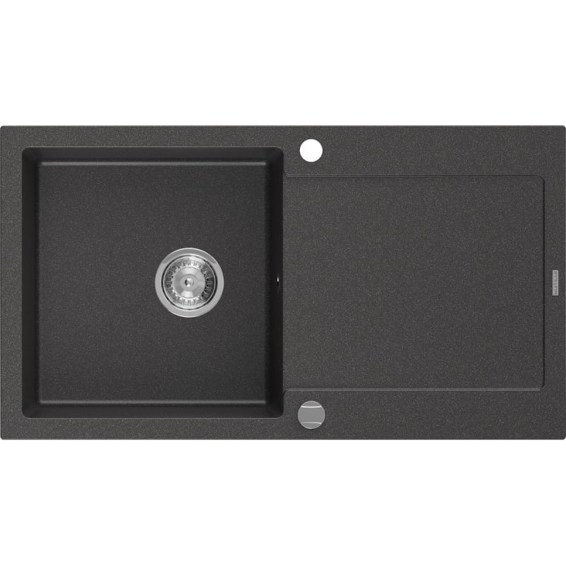 Mexen Leo zlewozmywak granitowy 1-komorowy z ociekaczem 900 x 500 mm, czarny nakrapiany, syfon chrom - 6501901010-76