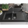 Mexen Matias zlewozmywak granitowy 1,5-komorowy z ociekaczem 900 x 505 mm, czarny nakrapiany, syfon chrom - 6502901505-76