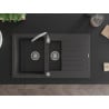 Mexen Matias zlewozmywak granitowy 1,5-komorowy z ociekaczem 900 x 505 mm, czarny nakrapiany, syfon chrom - 6502901505-76