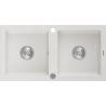 Mexen Mario zlewozmywak granitowy 2-komorowy 820 x 436 mm, biały, syfon chrom - 6504822000-20