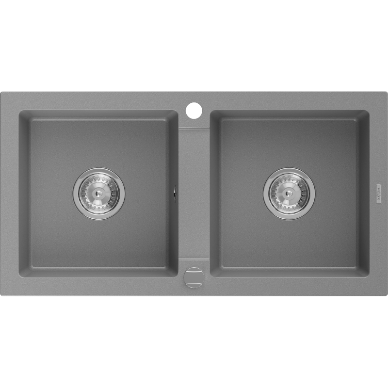 Mexen Mario zlewozmywak granitowy 2-komorowy 820 x 436 mm, szary, syfon chrom - 6504822000-71