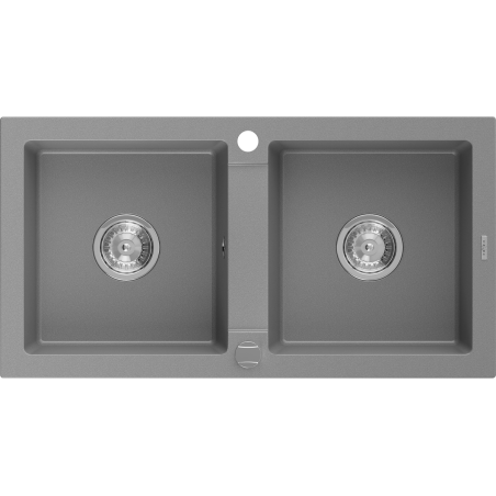 Mexen Mario zlewozmywak granitowy 2-komorowy 820 x 436 mm, szary, syfon chrom - 6504822000-71