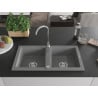 Mexen Mario zlewozmywak granitowy 2-komorowy 820 x 436 mm, szary, syfon chrom - 6504822000-71