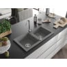 Mexen Mario zlewozmywak granitowy 2-komorowy 820 x 436 mm, szary, syfon chrom - 6504822000-71