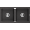 Mexen Mario zlewozmywak granitowy 2-komorowy 820 x 436 mm, czarny nakrapiany, syfon chrom - 6504822000-76