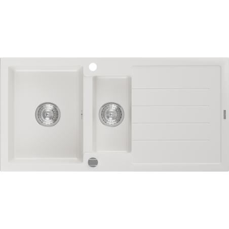 Mexen Andres zlewozmywak granitowy 1,5-komorowy z ociekaczem 1000 x 500 mm, biały, syfon chrom - 6515101510-20