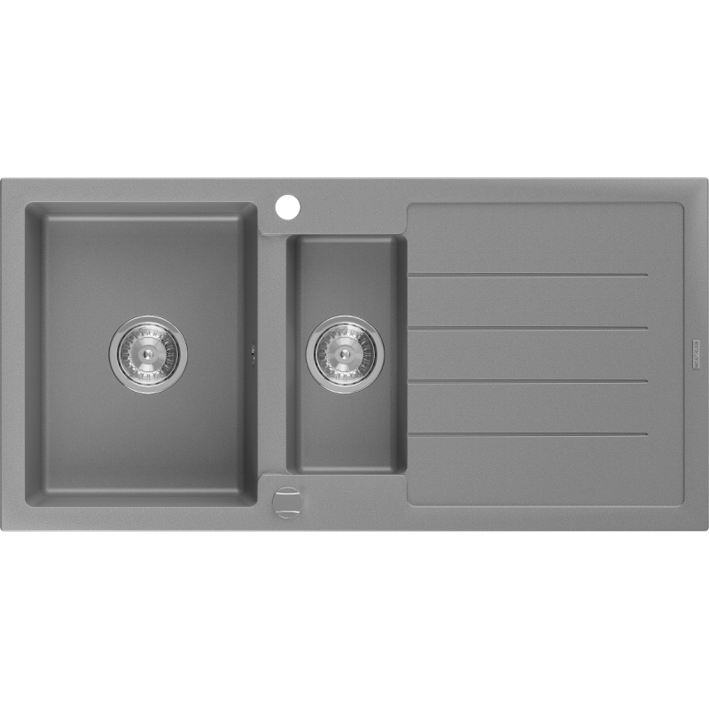 Mexen Andres zlewozmywak granitowy 1,5-komorowy z ociekaczem 1000 x 500 mm, szary, syfon chrom - 6515101510-71