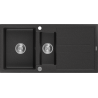 Mexen Andres zlewozmywak granitowy 1,5-komorowy z ociekaczem 1000 x 500 mm, czarny/srebrny metalik, syfon chrom - 6515101510-73