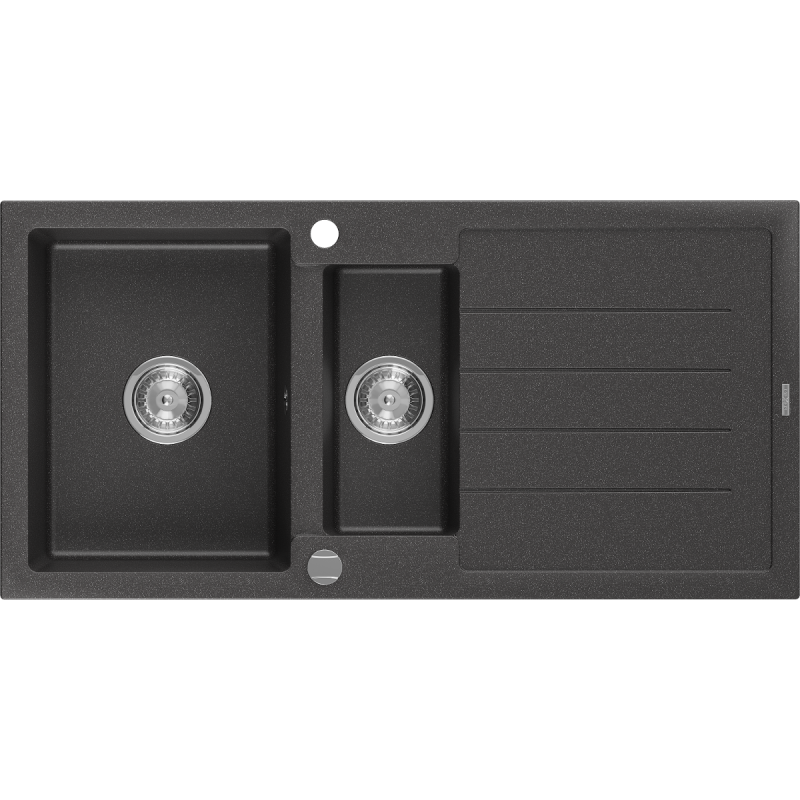 Mexen Andres zlewozmywak granitowy 1,5-komorowy z ociekaczem 1000 x 500 mm, czarny nakrapiany, syfon chrom - 6515101510-76