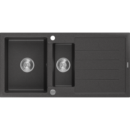 Mexen Andres zlewozmywak granitowy 1,5-komorowy z ociekaczem 1000 x 500 mm, czarny nakrapiany, syfon chrom - 6515101510-76
