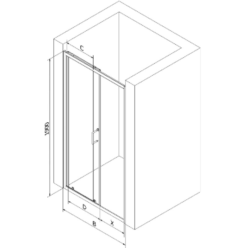 Mexen Apia drzwi prysznicowe rozsuwane 105 cm, transparent, czarne - 845-105-000-70-00