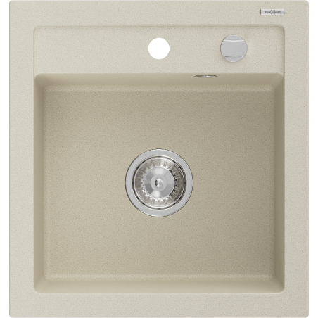 Mexen Vito zlewozmywak granitowy 1-komorowy 520 x 490 mm, beżowy, syfon chrom - 6503521000-69