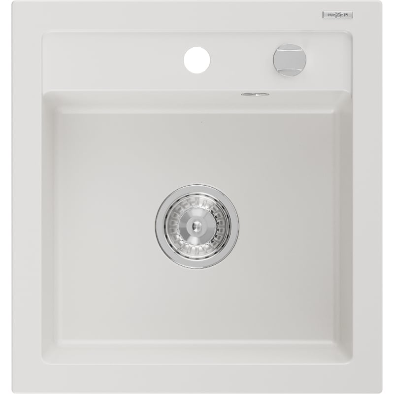 Mexen Vito zlewozmywak granitowy 1-komorowy 520 x 490 mm, biały, syfon chrom - 6503521000-20