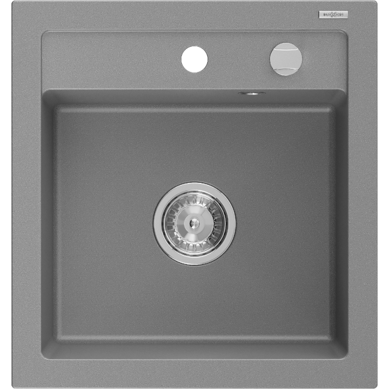 Mexen Vito zlewozmywak granitowy 1-komorowy 520 x 490 mm, szary, syfon chrom - 6503521000-71