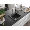 Mexen Vito zlewozmywak granitowy 1-komorowy 520 x 490 mm, czarny nakrapiany, syfon chrom - 6503521000-76