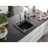 Mexen Vito zlewozmywak granitowy 1-komorowy 520 x 490 mm, czarny, syfon chrom - 6503521000-77