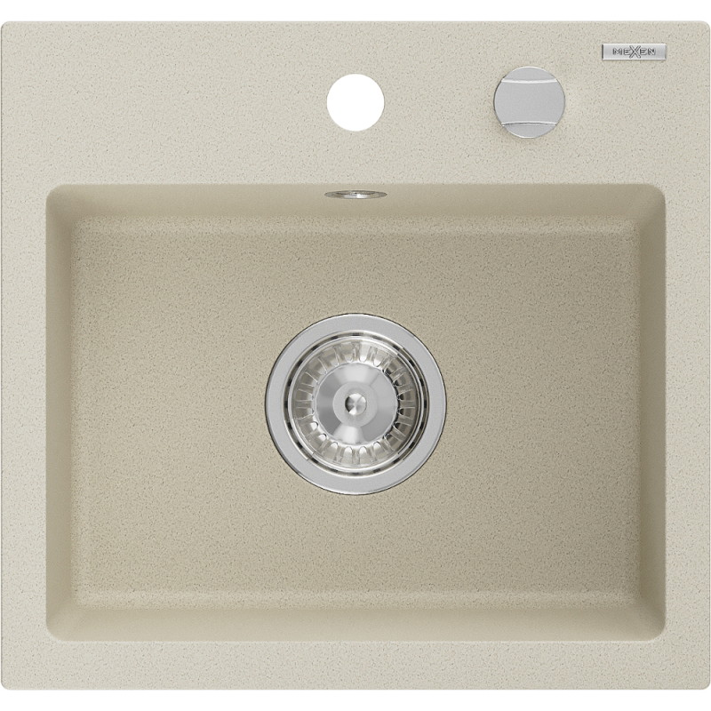 Mexen Milo zlewozmywak granitowy 1-komorowy 435 x 410 mm, beżowy, syfon chrom - 6505441000-69