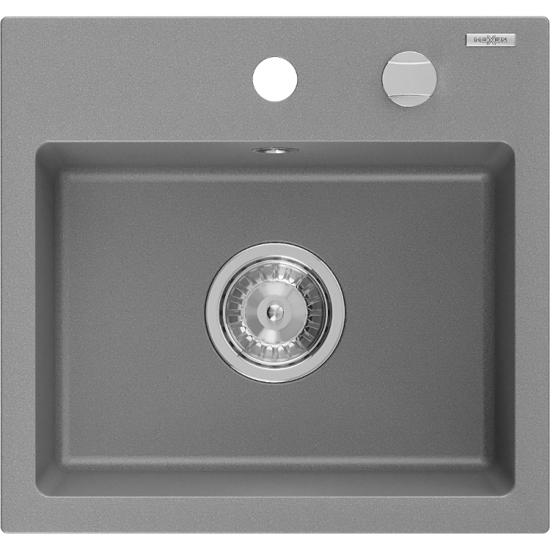 Mexen Milo zlewozmywak granitowy 1-komorowy 435 x 410 mm, szary, syfon chrom - 6505441000-71