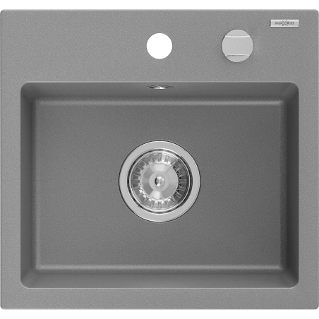 Mexen Milo zlewozmywak granitowy 1-komorowy 435 x 410 mm, szary, syfon chrom - 6505441000-71