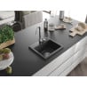 Mexen Milo zlewozmywak granitowy 1-komorowy 435 x 410 mm, czarny nakrapiany, syfon chrom - 6505441000-76