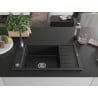 Mexen Elias zlewozmywak granitowy 1-komorowy z ociekaczem 795 x 480 mm, czarny/srebrny metalik, syfon chrom - 6511791005-73