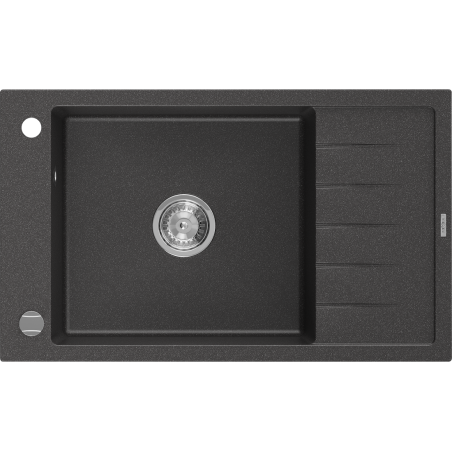 Mexen Elias zlewozmywak granitowy 1-komorowy z ociekaczem 795 x 480 mm, czarny nakrapiany, syfon chrom - 6511791005-76