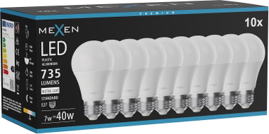 Mexen Nova 10x żarówka LED E27, A60, 7W, Neutralna - 4000K, 735 lm - L100-E27-0740-01x10