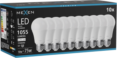 Mexen Nova 10x żarówka LED E27, A60, 10W, Neutralna - 4000K, 1055 lm - L100-E27-1040-01x10