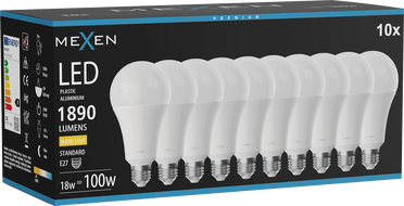 Mexen Nova 10x żarówka LED E27, A70, 18W, Ciepła - 3000K, 1890 lm - L100-E27-1830-01x10