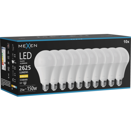 Mexen Nova 10x żarówka LED E27, A95, 25W, Ciepła - 3000K, 2625 lm - L100-E27-2530-01x10