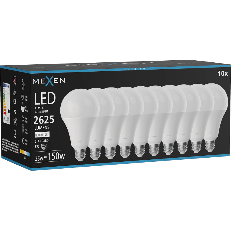 Mexen Nova 10x żarówka LED E27, A95, 25W, Neutralna - 4000K, 2625 lm - L100-E27-2540-01x10