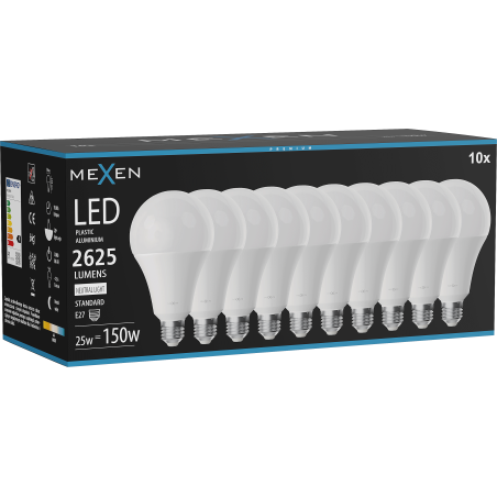 Mexen Nova 10x żarówka LED E27, A95, 25W, Neutralna - 4000K, 2625 lm - L100-E27-2540-01x10