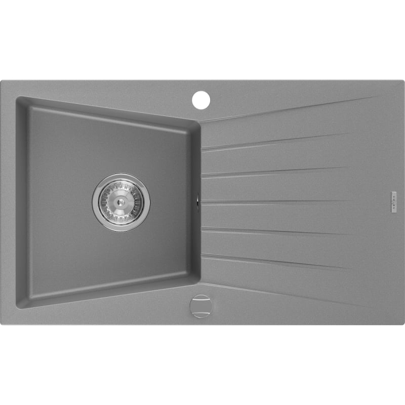 Mexen Cesar zlewozmywak granitowy 1-komorowy z ociekaczem 775 x 470 mm, szary, syfon chrom - 6514771010-71