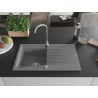 Mexen Cesar zlewozmywak granitowy 1-komorowy z ociekaczem 775 x 470 mm, szary, syfon chrom - 6514771010-71